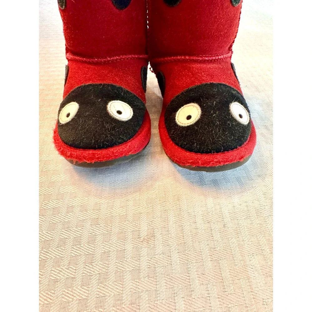 EMU Australia Ladybird K10111 Red Ladybug Merino Wool Suede Boots Toddler K8